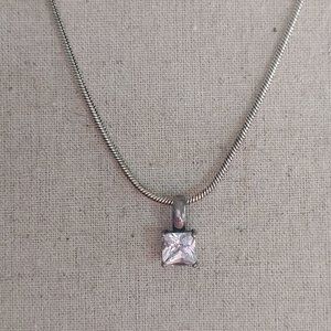 20" Sterling rope chain necklace with Sterling Square cut CZ